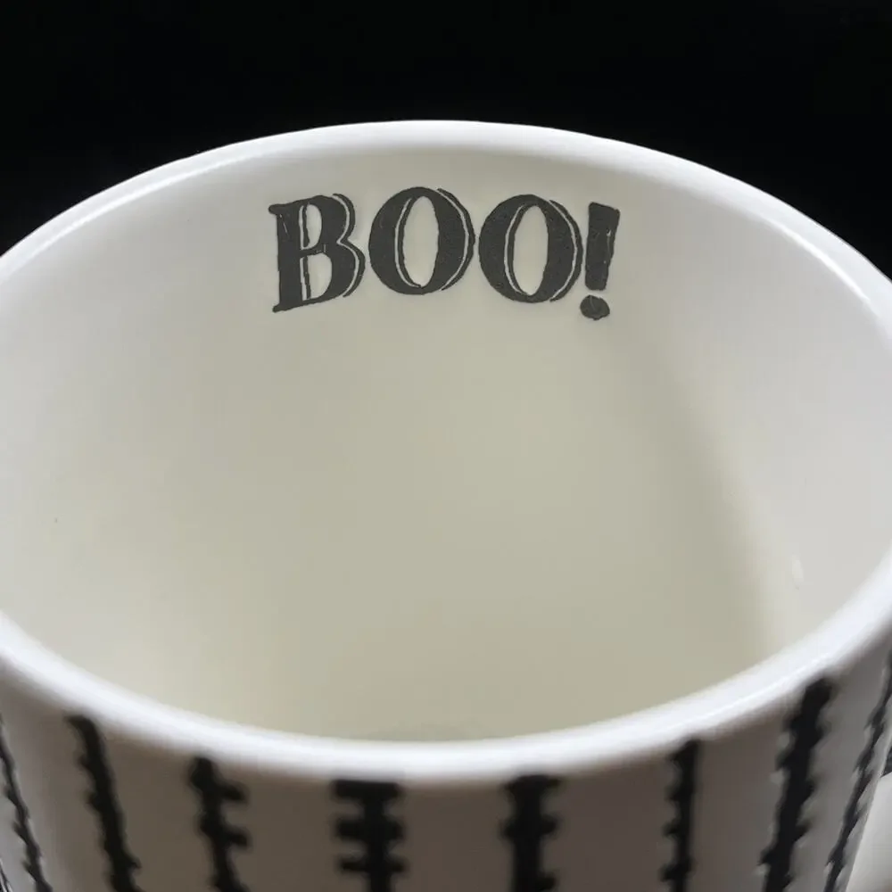 Boo Mug Cup Halloween Black Stitches Stripes Threshold Target 16oz Stoneware